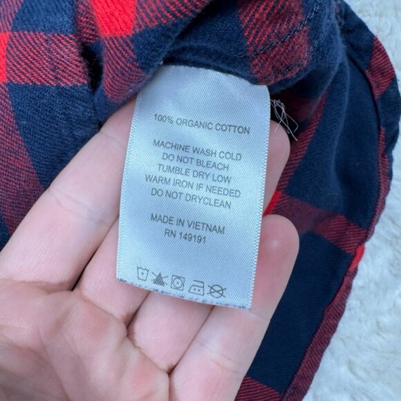 Topo Designs Shirt Mens Medium Blue Red Windowpane Flannel Loop Collar Button Up - Picture 5 of 8